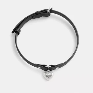Heart Charm Leather Choker