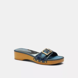 Margot Wooden SandalWith Signature Denim Patchwork