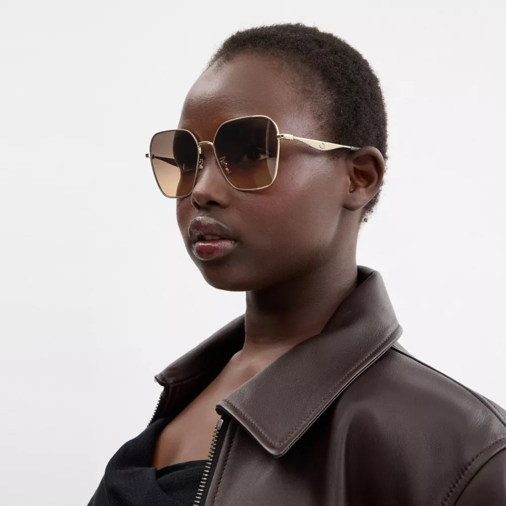 C Hardware Metal Oversized Square Sunglasses - Image 2