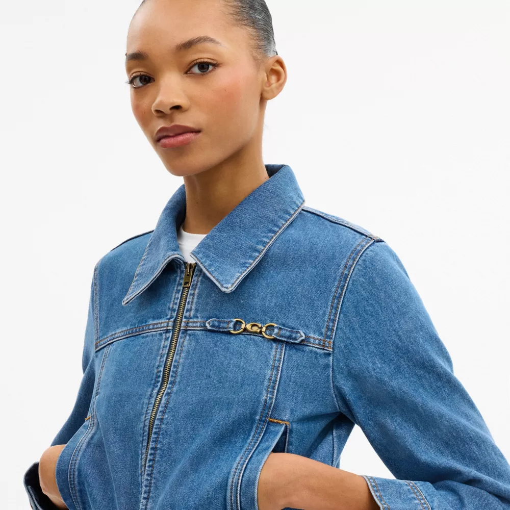 Sculpted C Shrunken Denim JacketIn Organic Cotton - Image 4