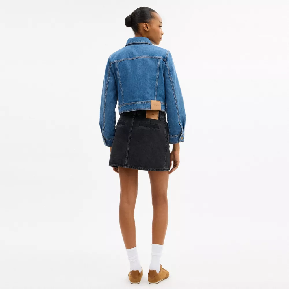 Sculpted C Shrunken Denim JacketIn Organic Cotton - Image 3
