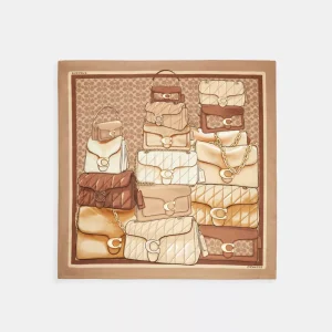Stacked Tabby Bags Print Silk Square Scarf