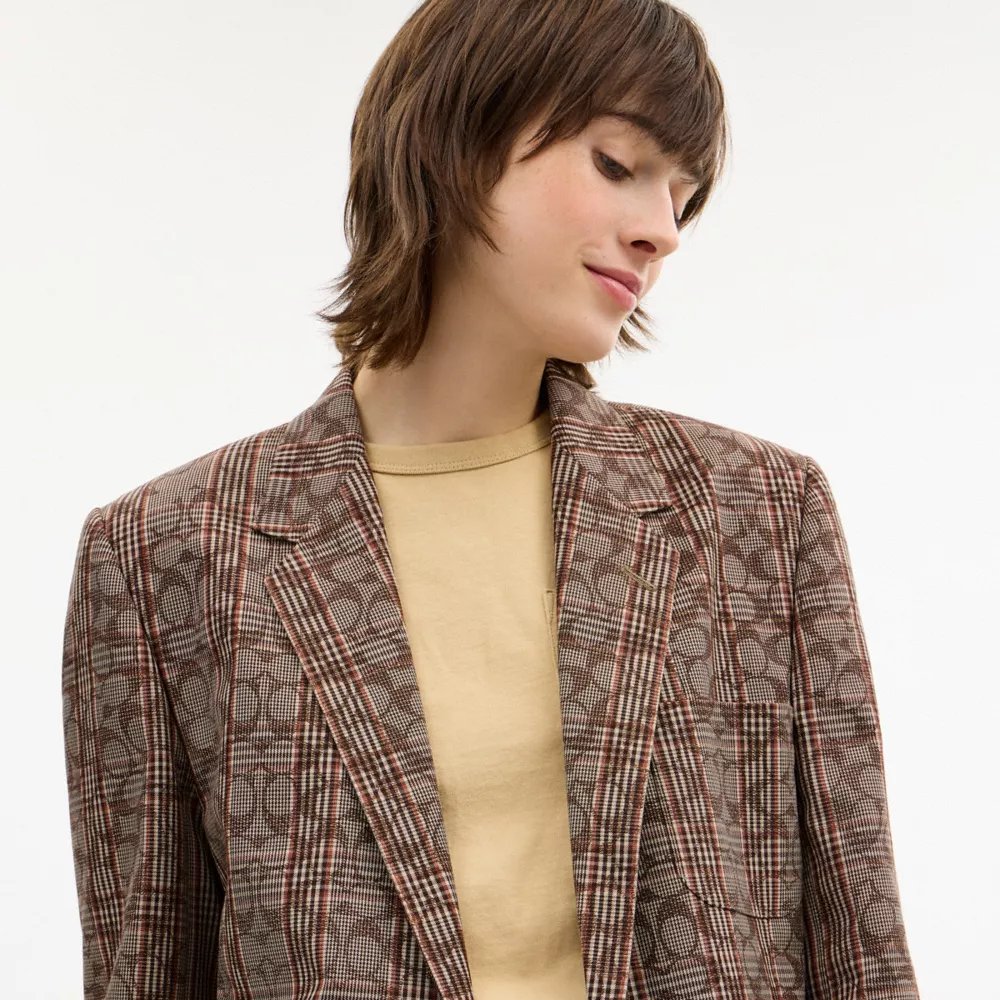 Signature C Plaid Single Breasted Blazer - Image 4