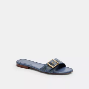 Margot Flat SandalIn Crystal Signature Denim