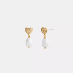 Heart Pearl Drop Earrings
