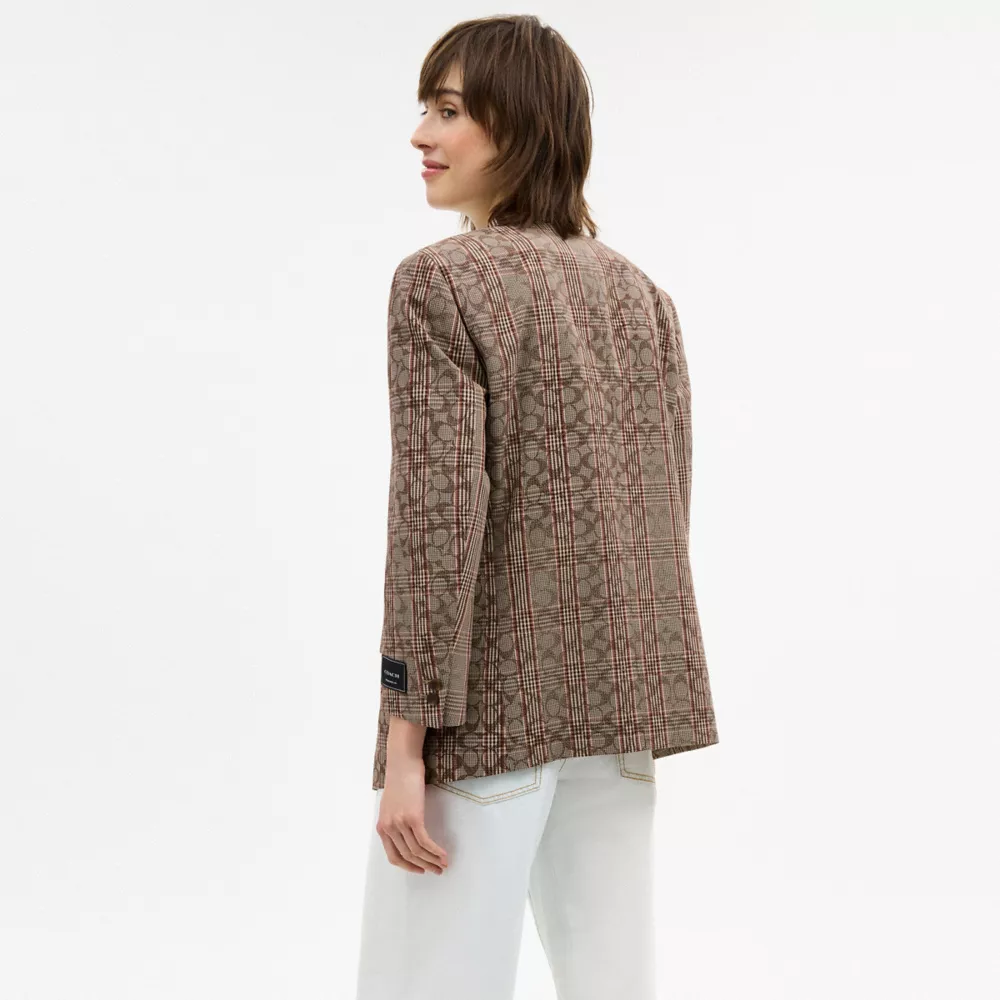 Signature C Plaid Single Breasted Blazer - Image 3