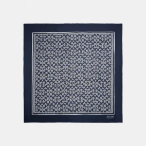 Textured Signature Print Silk Square Scarf