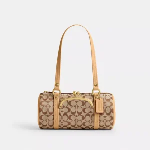 Kisslock Barrel Bag 28In Signature Jacquard
