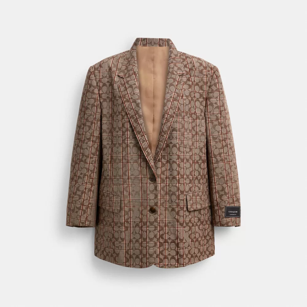 Signature C Plaid Single Breasted Blazer