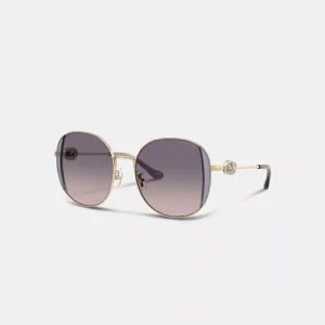 Horse And Carriage Metal Round Sunglasses