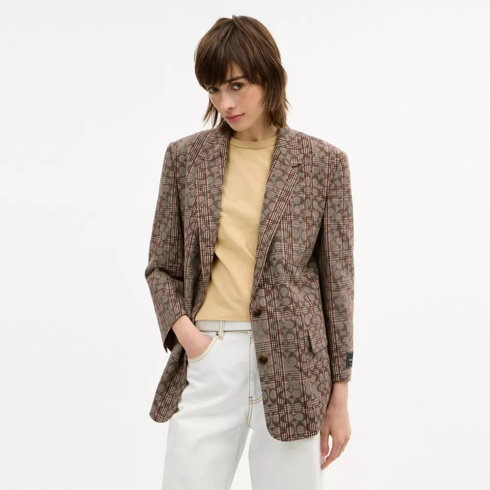 Signature C Plaid Single Breasted Blazer - Image 2