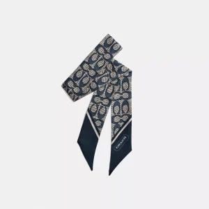 Textured Signature Print Silk Skinny Scarf