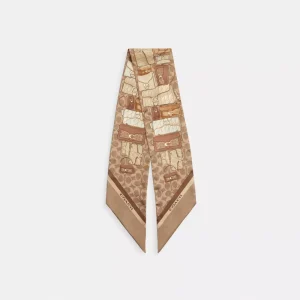 Stacked Tabby Bags Print Silk Skinny Scarf