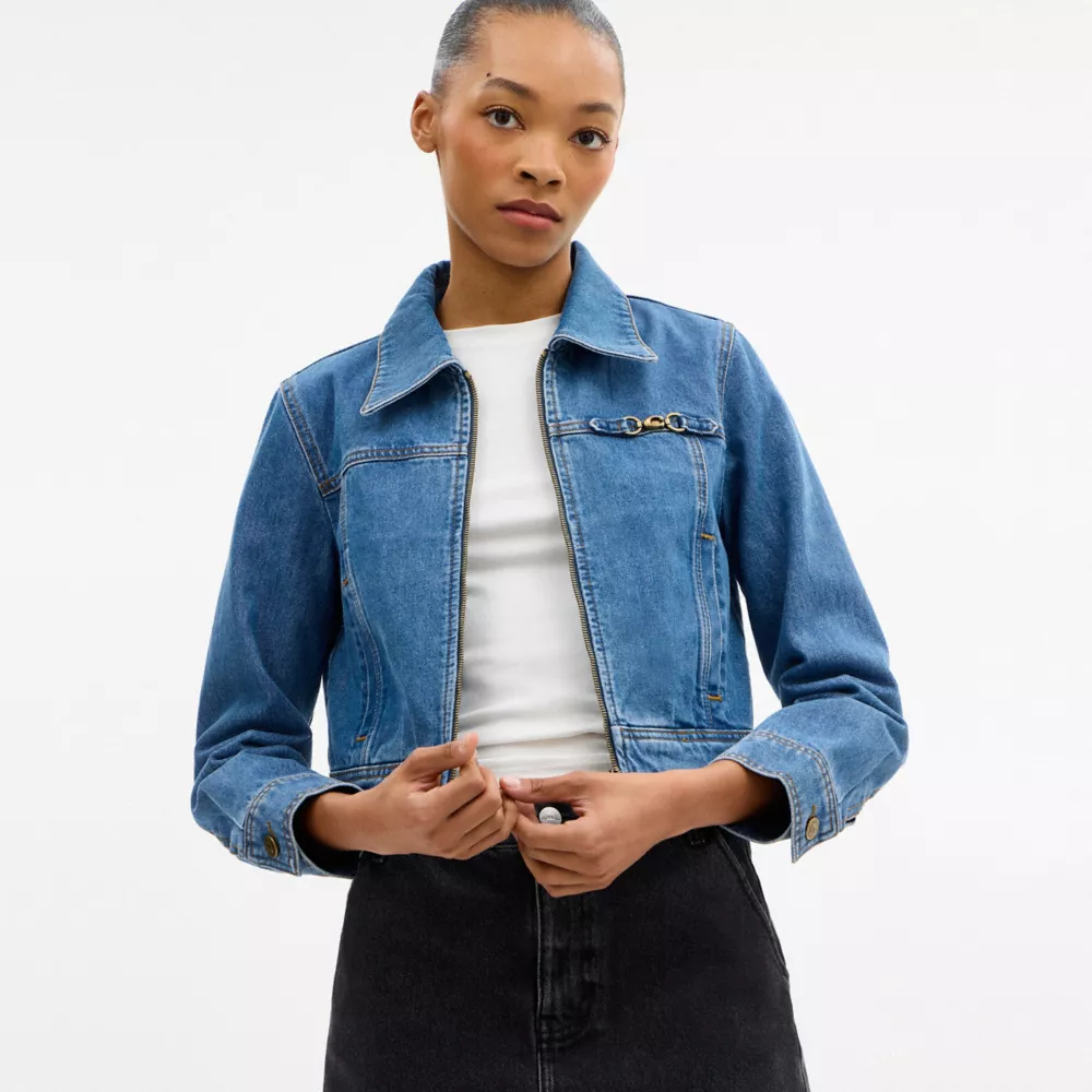 Sculpted C Shrunken Denim JacketIn Organic Cotton - Image 2